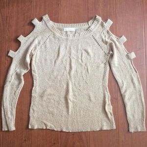 Love Tree - tan sleeve cut out detail sweater